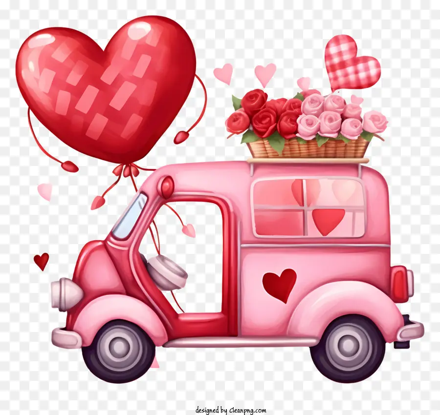 Emoji De Vehículo De San Valentín，Camioneta Rosa PNG