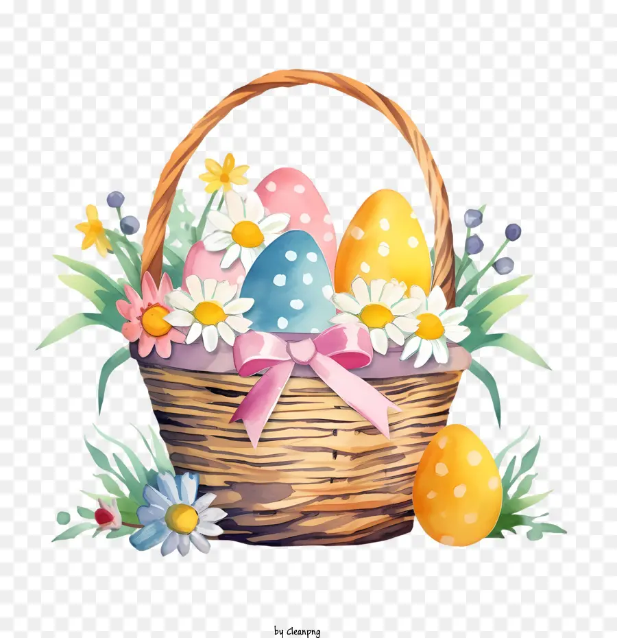 Canasta De Pascua，Los Huevos De Pascua PNG