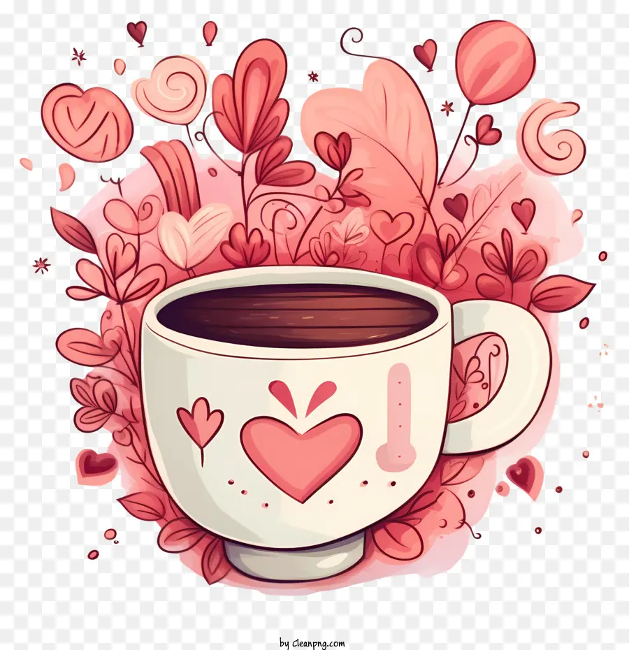 Café Del Día De San Valentín Doodle，Cup Of Coffee PNG