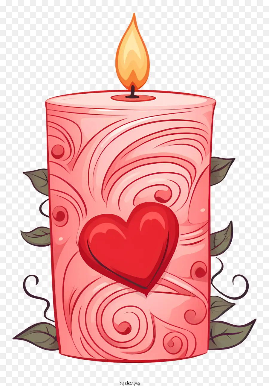 Doodle Valentines Day Vela，Vela De Corazón Rojo PNG