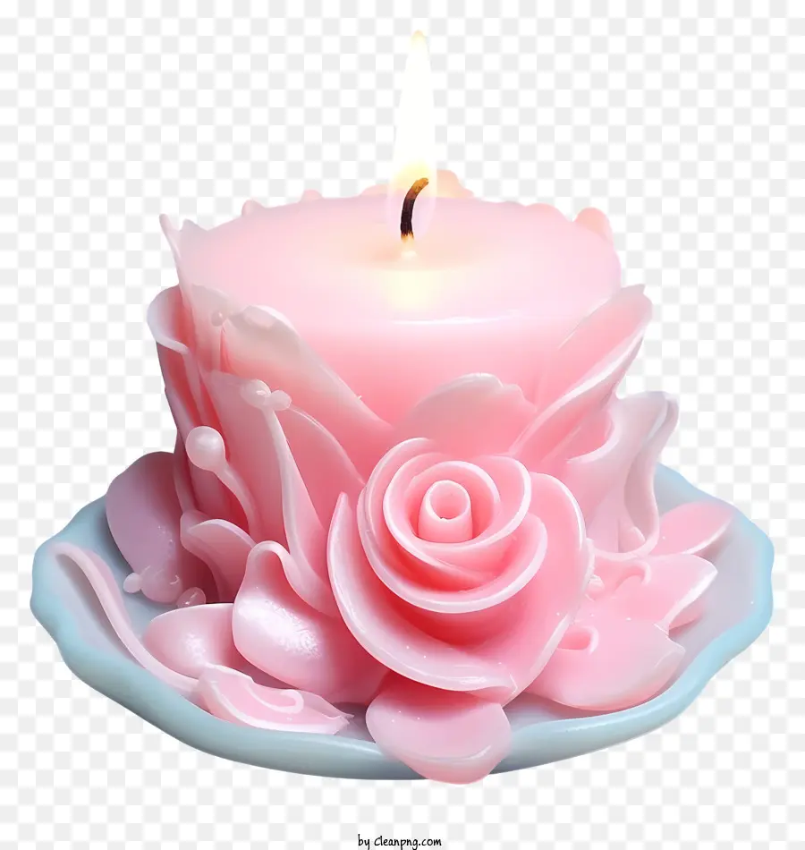 Vela Del Día De San Valentín Pastel，Rosa Rosa PNG