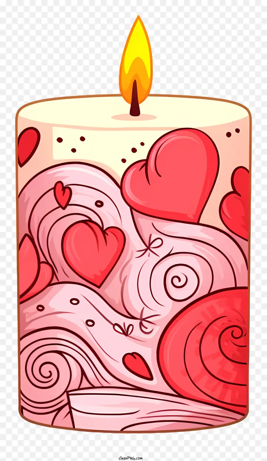 Doodle Valentines Day Vela，Vela En Forma De Corazón PNG