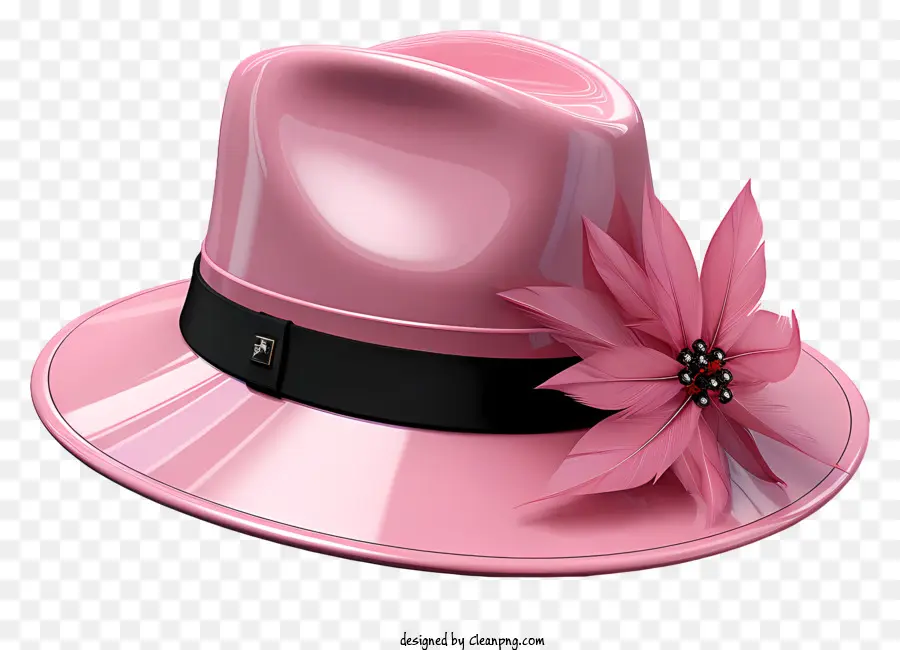Sombrero，Sombrero Rosa Con Flor PNG