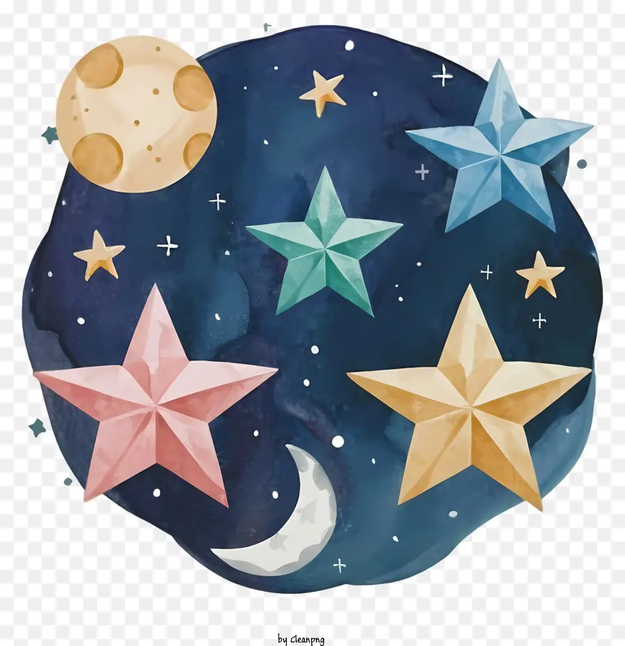 Dibujos Animados，Estrellas Y Luna PNG