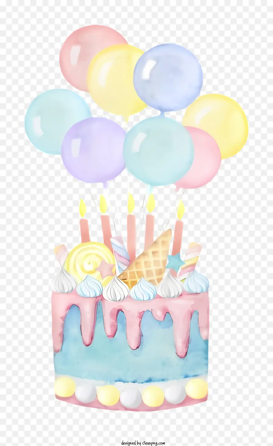 Torta De Cumpleaños，Globos PNG