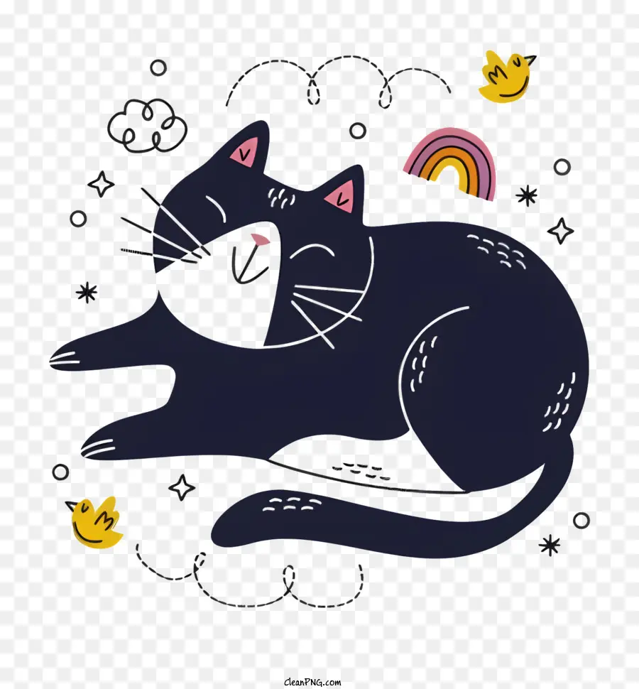 Gato Negro，Gato De Dibujos Animados PNG