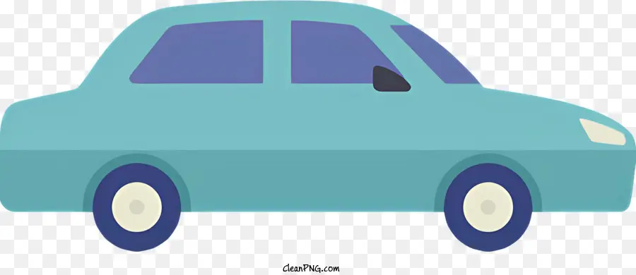 Coche Azul，Dos Ruedas En El Lado Derecho PNG