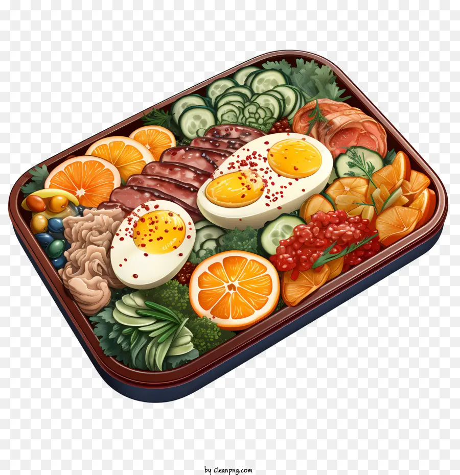 Caja Bento，Plato De Comida Colorido PNG