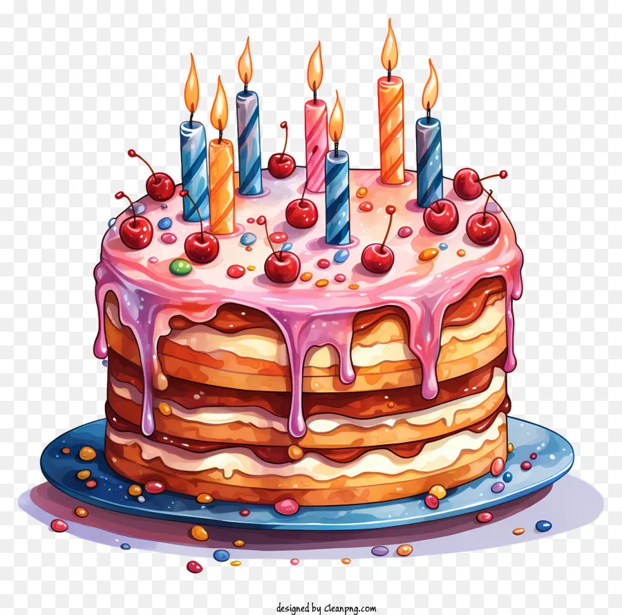 Pastel De Cumpleaños，Velas PNG