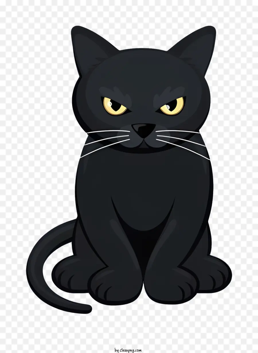 Gato Negro，Sentado En El Suelo PNG