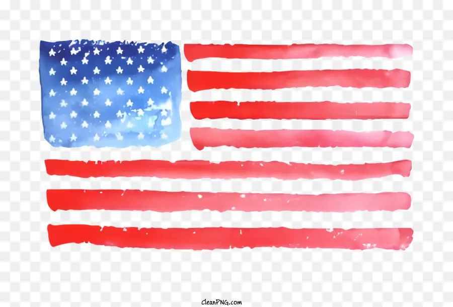 Bandera Americana，Pintura A La Acuarela PNG