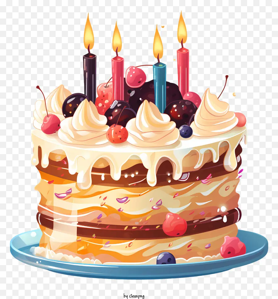 Pastel De Cumpleaños，Velas PNG