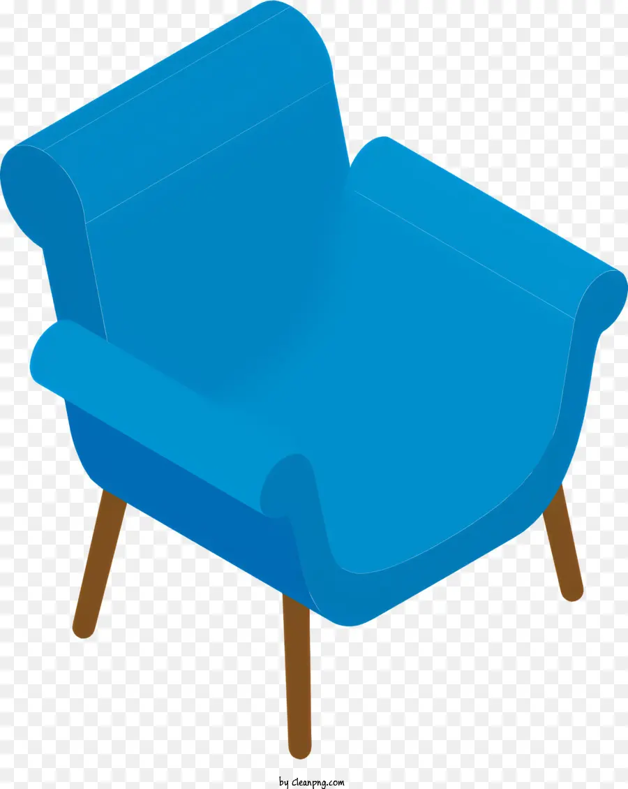 Butaca Azul，Base De Madera PNG