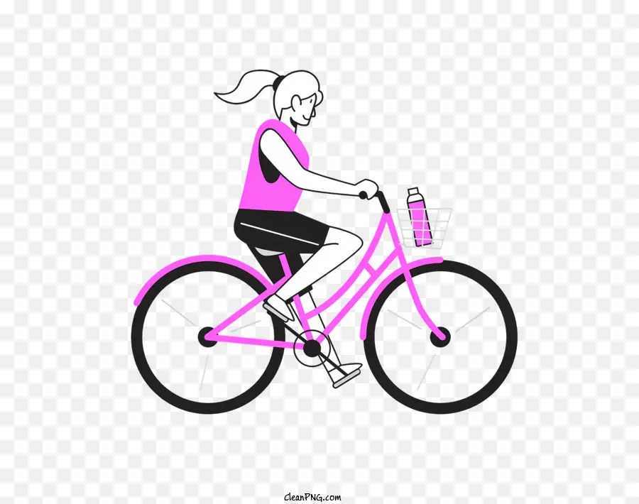 Mujer En Bicicleta，Rosa De Bicicletas PNG