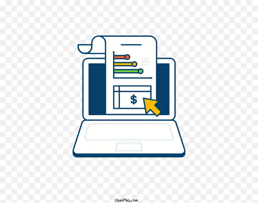 Icono，Laptop Con Documento PNG