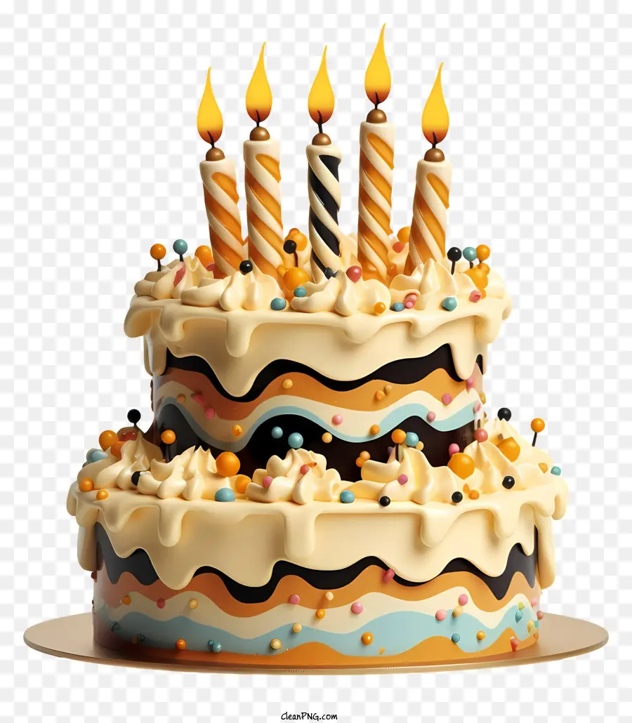 Pastel De Cumpleaños，Pastel De Tres Niveles PNG