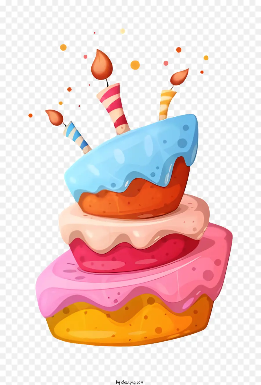 Pastel De Cumpleaños，Velas Multicolores PNG