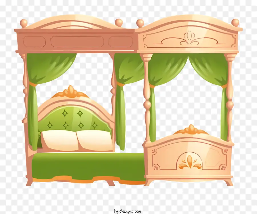 Cama Con Dosel，Cabecera De Madera PNG