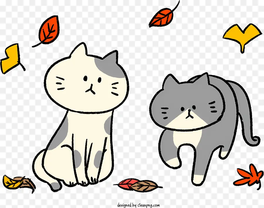 Dibujos Animados，Dos Gatos PNG