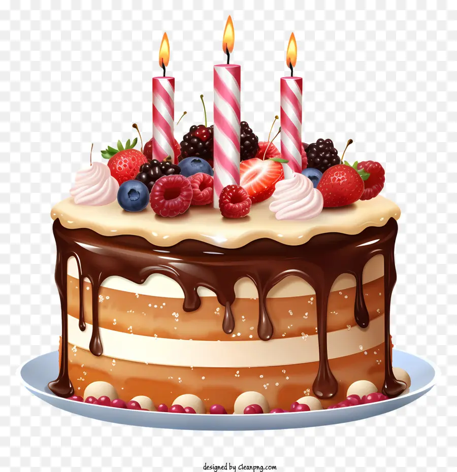 Pastel De Cumpleaños，Glaseado De Chocolate PNG