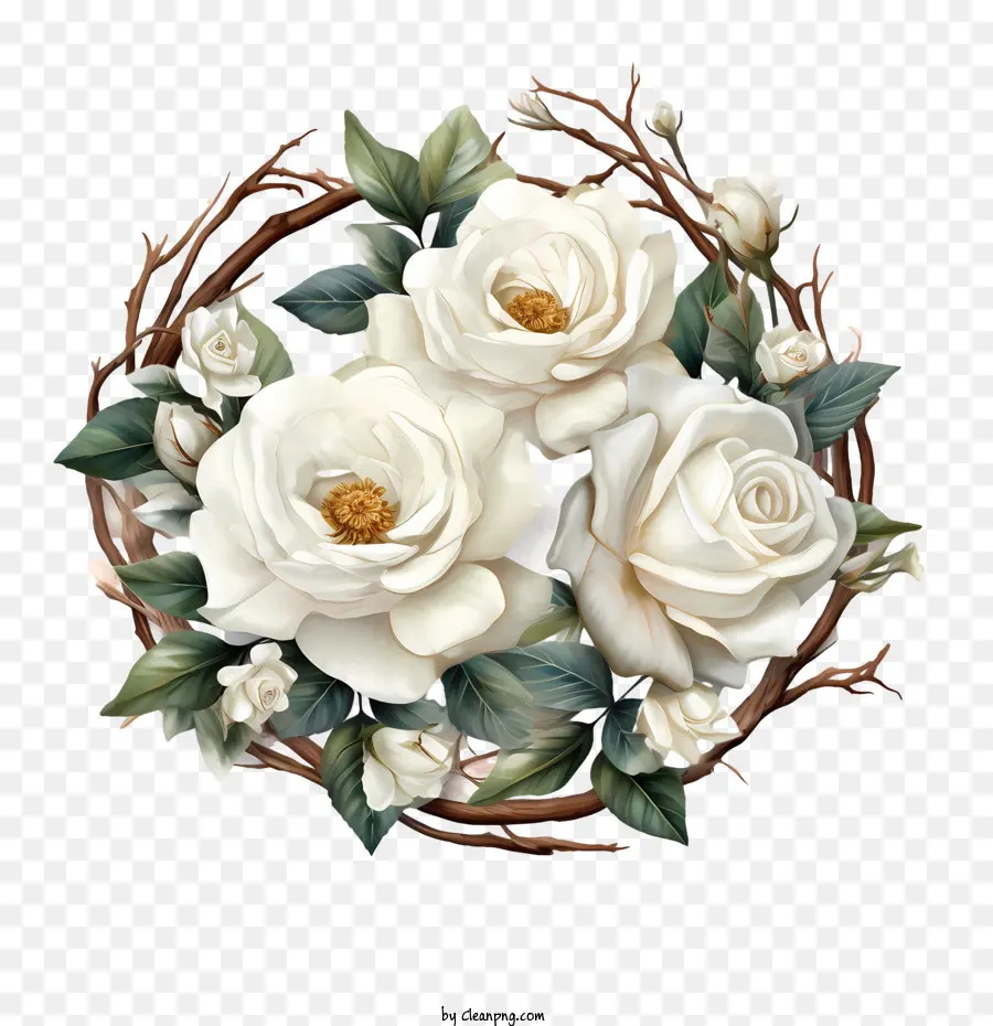 Flor De Rosa Blanca，Flores PNG
