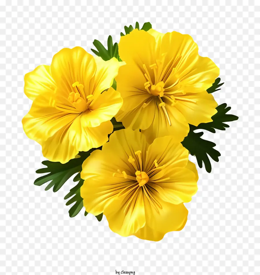 Flores Amarillas，Black Background PNG