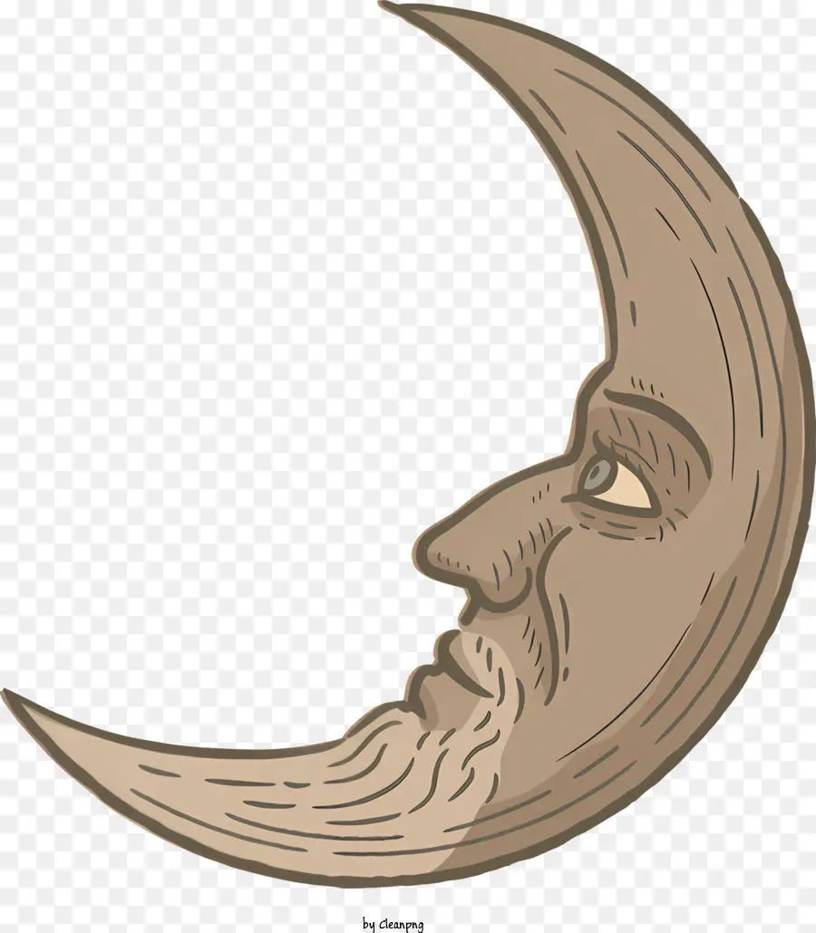 Dibujo De Luna Creciente，Cara De Hombre Con Barba PNG