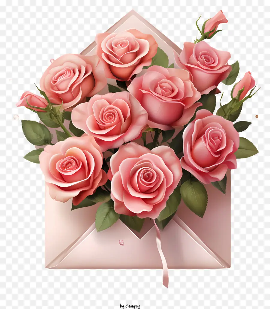 Corazón Sobre，Rosas PNG