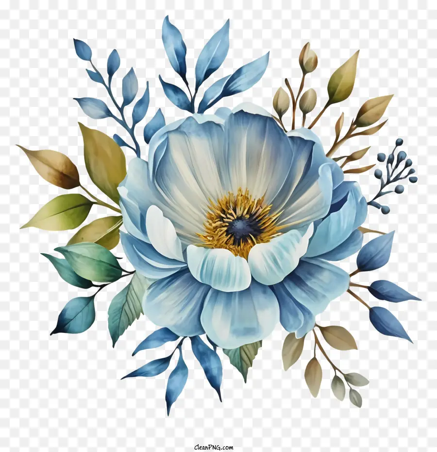 Dibujos Animados，Flor Azul PNG