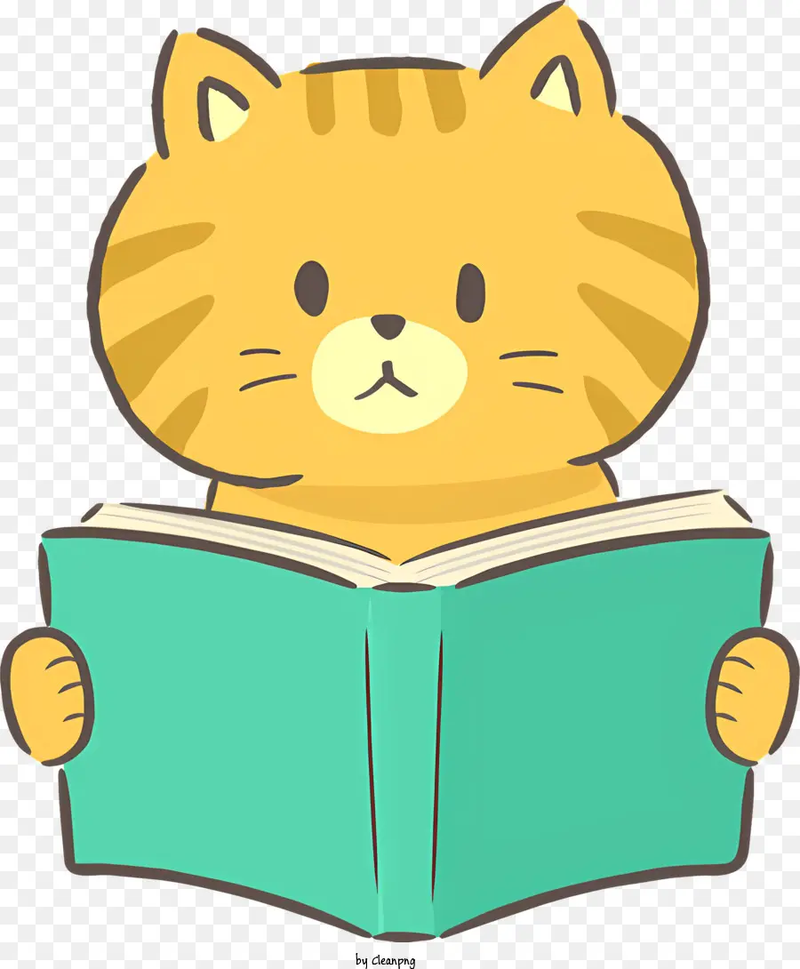 Libro De Lectura De Gatos，Gato De Dibujos Animados PNG