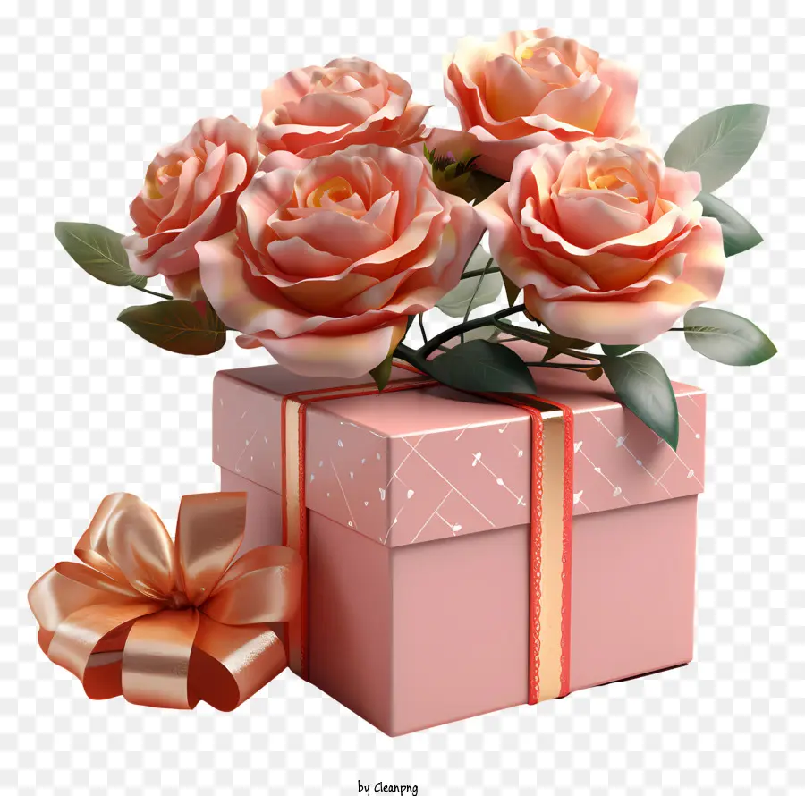 Caja De Regalo，Ramo De Flores PNG