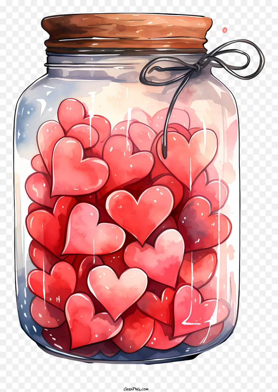 Tarro De Cristal，Corazones En Frasco PNG