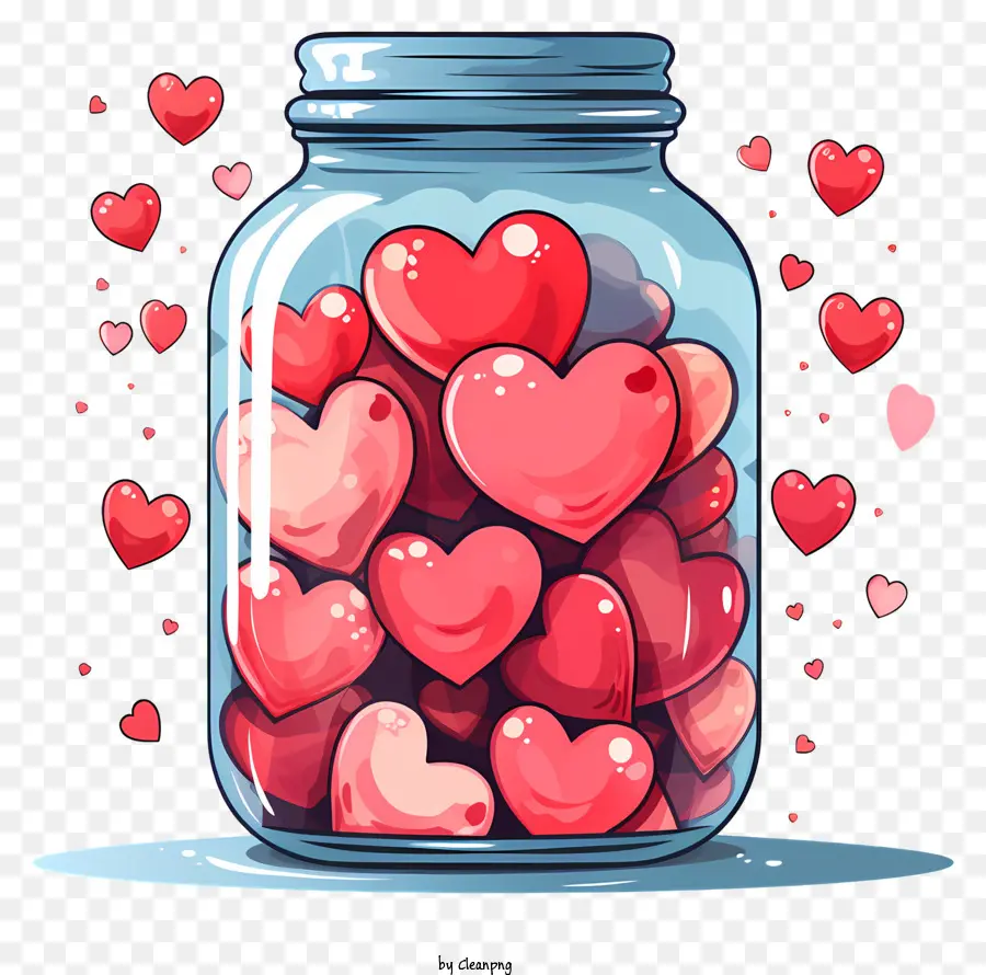 Tarro De Cristal，Corazones En Un Frasco PNG