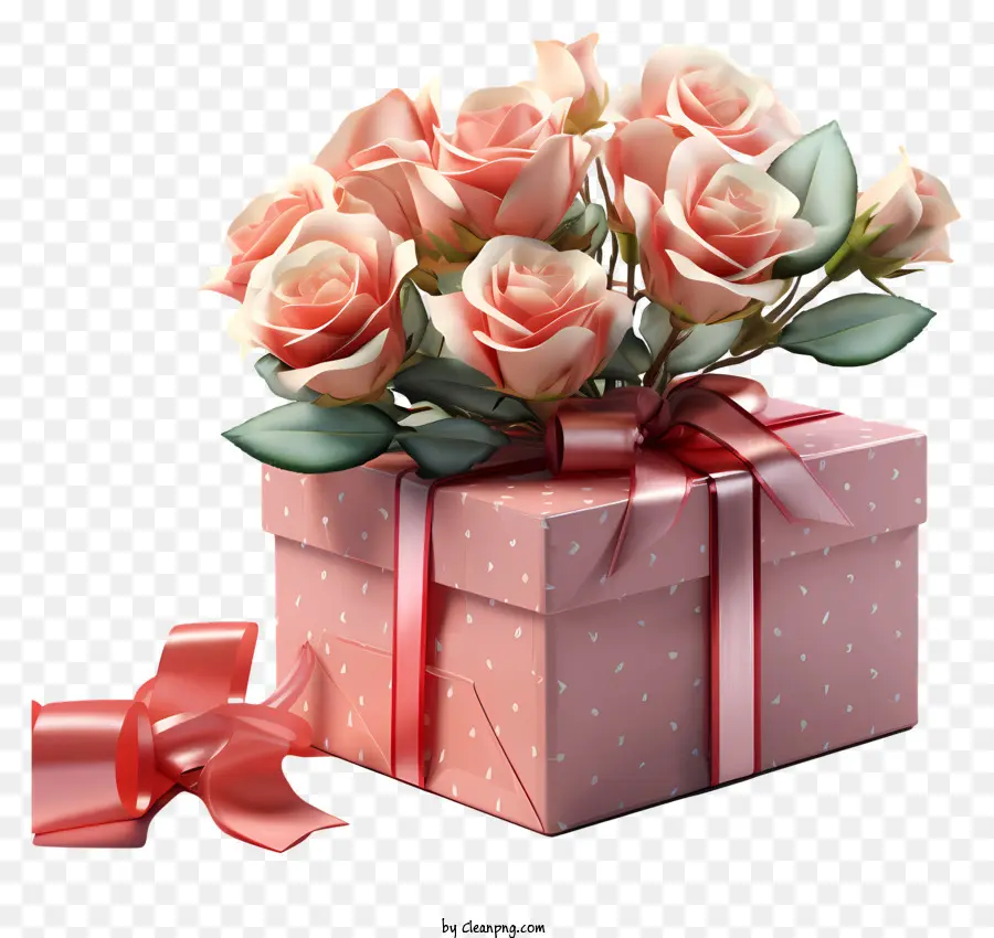 Caja De Regalo，Ramo De Flores PNG