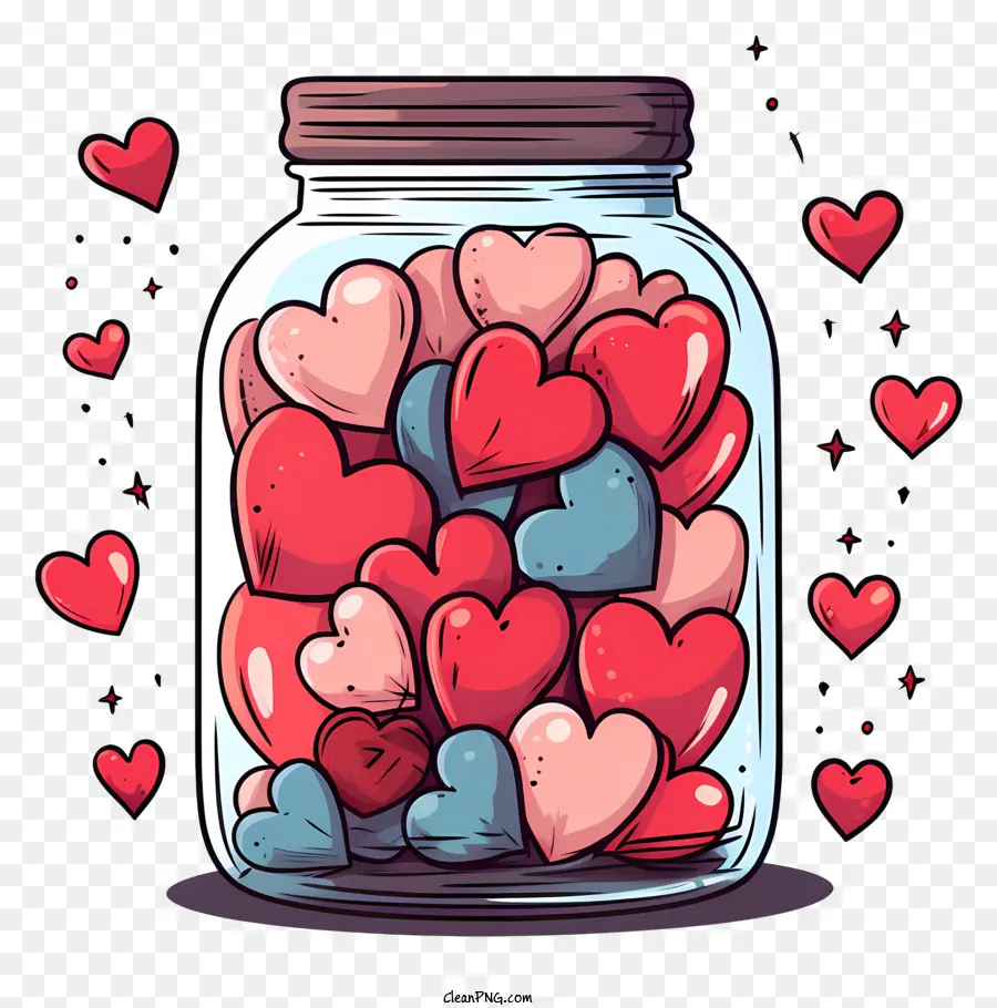 Jar Mason，Jar Lleno De Corazones PNG