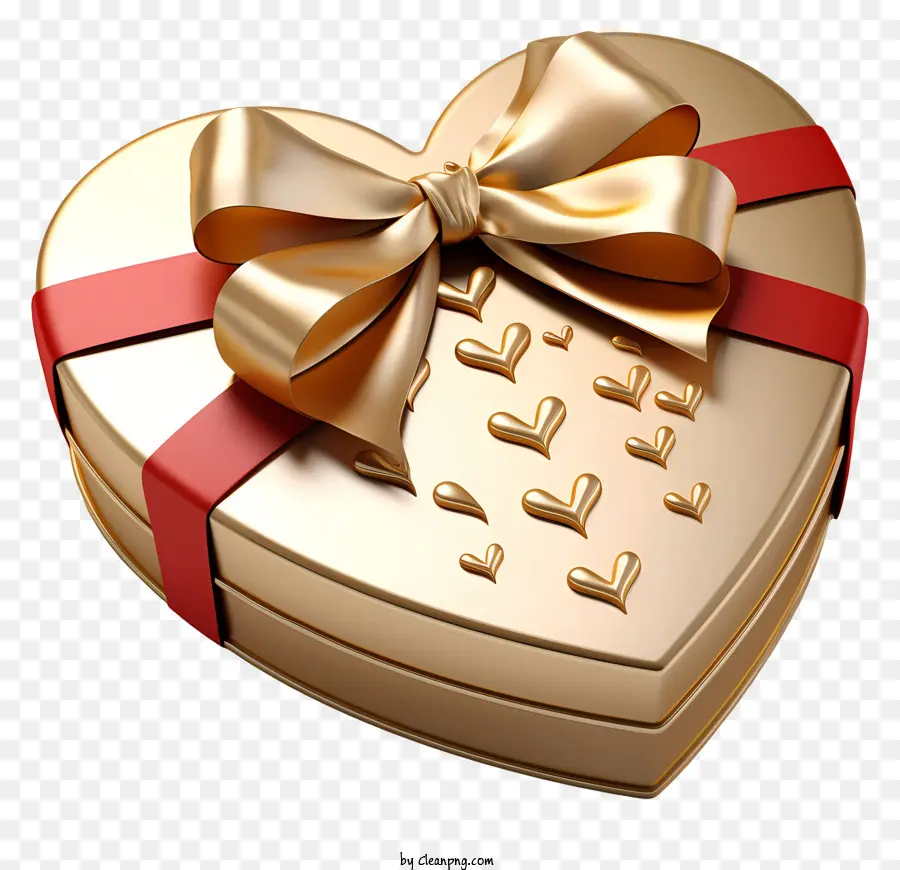 Caja De Regalo，Caja En Forma De Corazón De Oro PNG