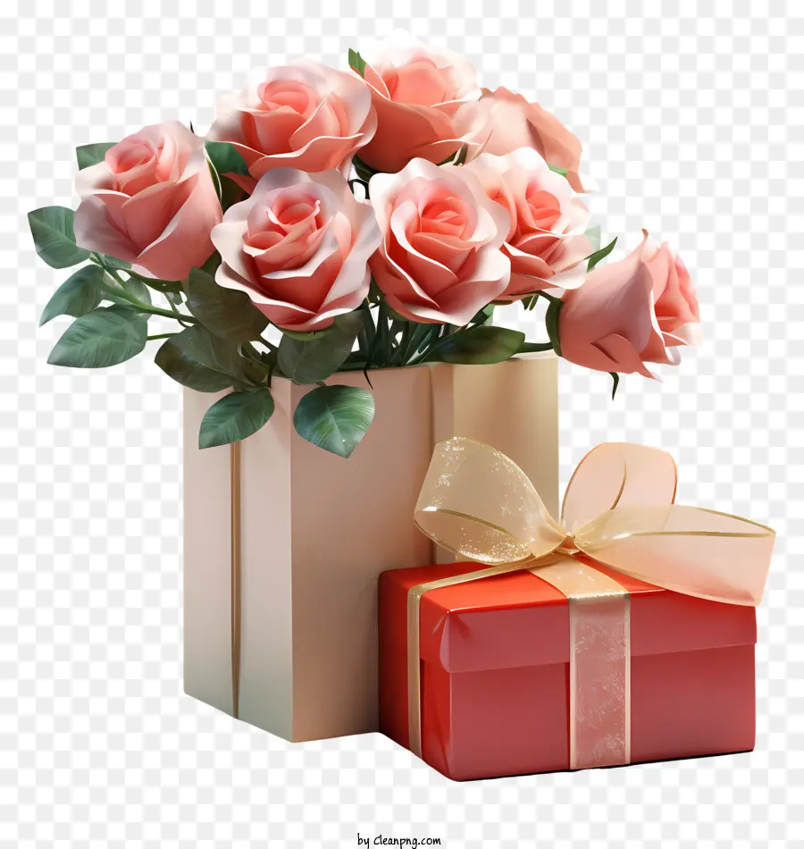 Caja De Regalo，Caja De Regalo Con Rosas PNG