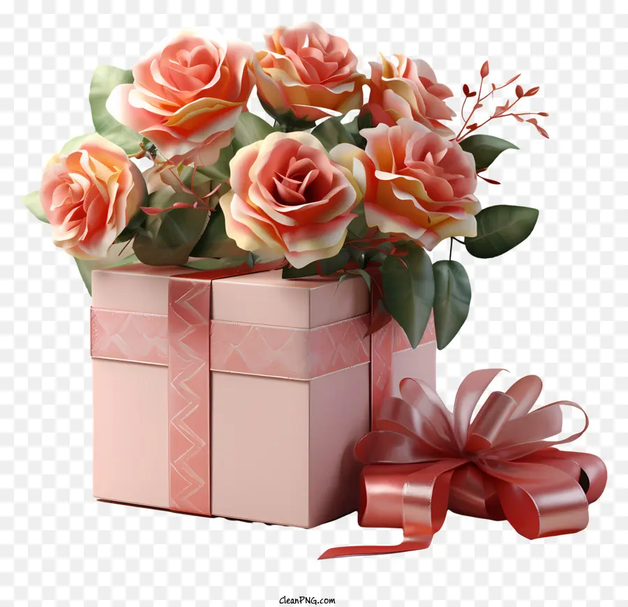 Caja De Regalo，Cuadro Rosa PNG