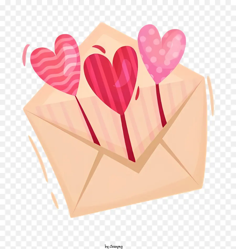 Carta，Sobre Con Corazones PNG