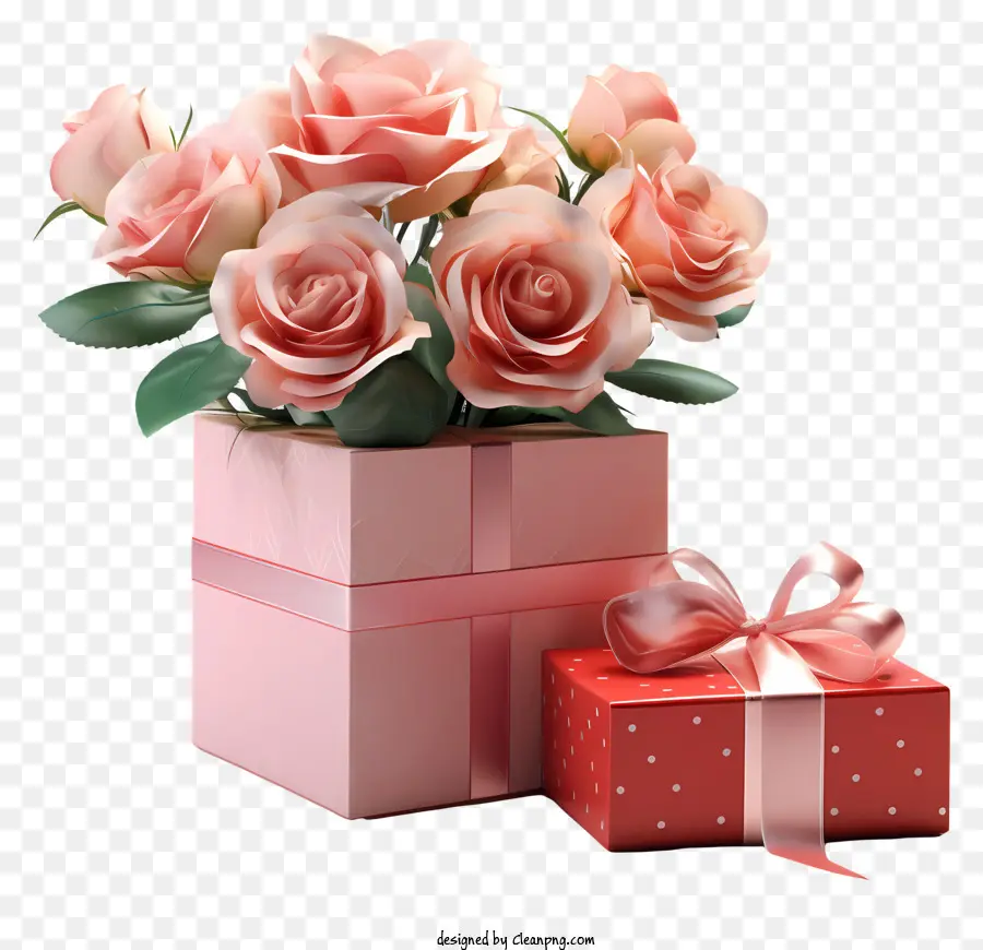 Caja De Regalo，Rosa Del Florero PNG