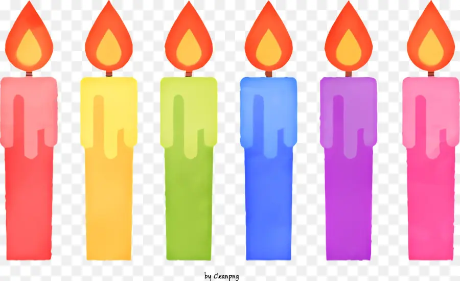 Velas De Cumpleaños，Velas Multicolores PNG