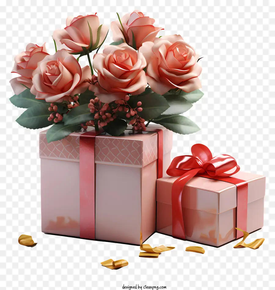 Caja De Regalo，Rosa De Regalo PNG