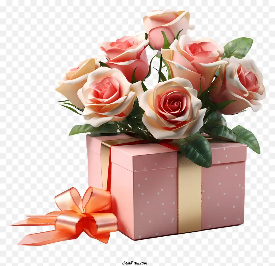 Caja De Regalo，Ramo De Flores PNG