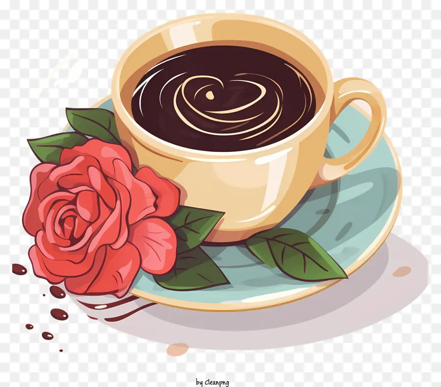 Taza De Cafe，Taza De Café Con Rosa PNG