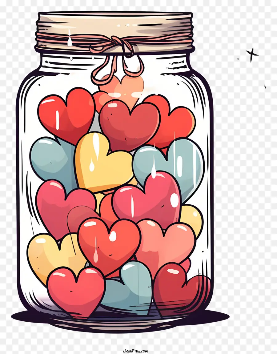 Tarro De Cristal，Corazones En Frasco PNG