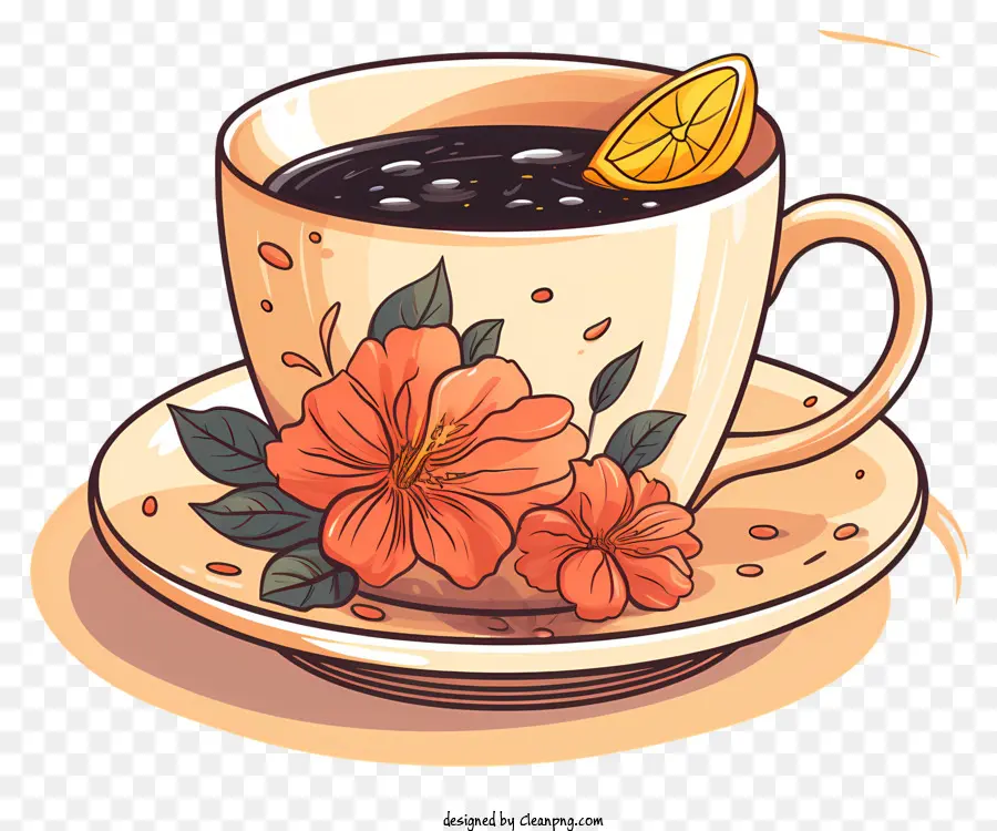 Taza De Cafe，Taza De Té Floral PNG