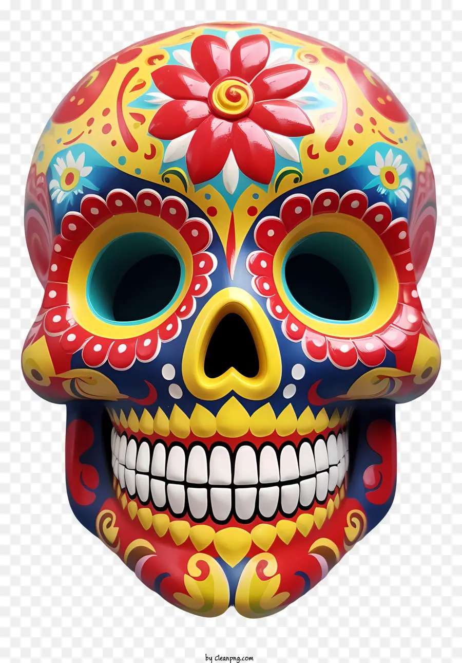 Día De Los Muertos Calavera，Colorido Cráneo PNG