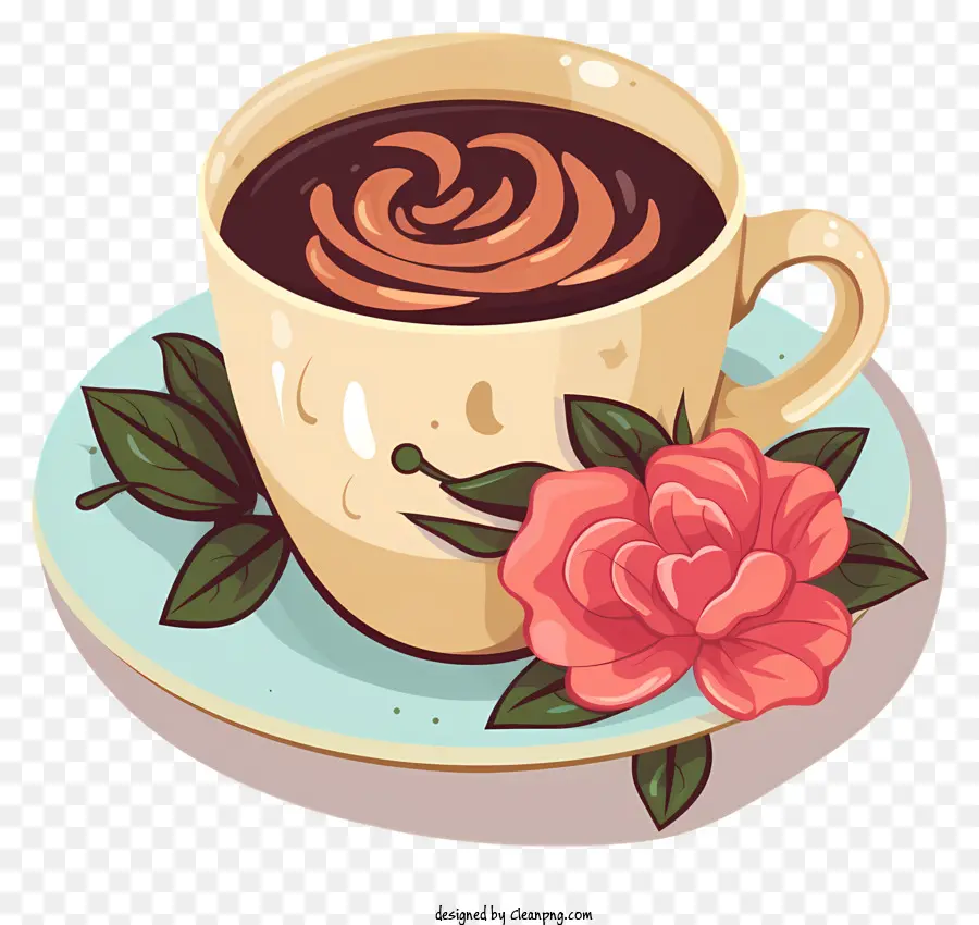 Taza De Café，Rosa Rosa PNG