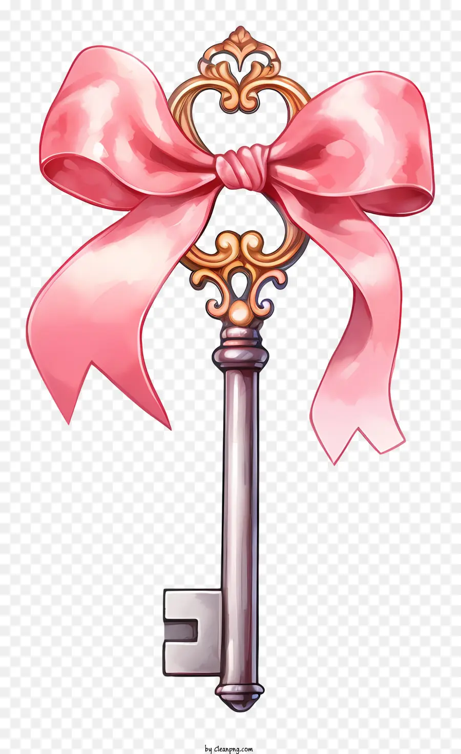 Llave，Llave Dorada Con Lazo Rosa PNG