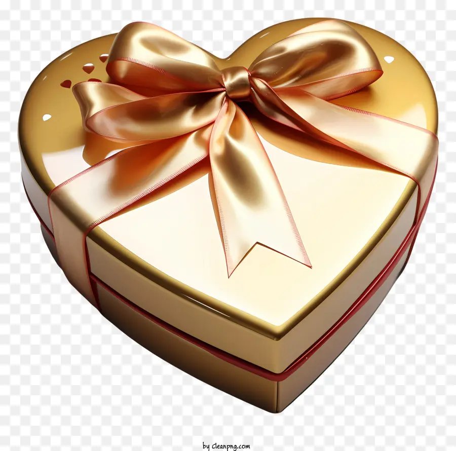 Caja De Regalo，Caja En Forma De Corazón Dorado PNG